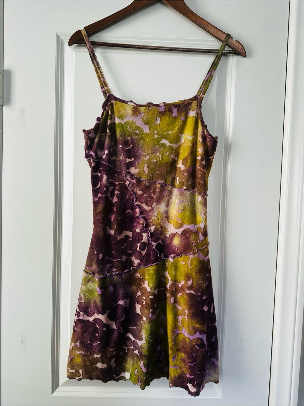 Wild Fable Olive Plum Velvet Burnout Patchwork Mini Dress Whimsigoth Medium
